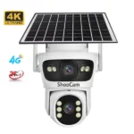 caméra de surveillance solaire double lens 8mp 4k 4g shoocam v380 pro, détection ai