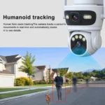 caméra de surveillance solaire double lens 8mp 4k 4g shoocam v380 pro, détection ai