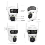 caméra de surveillance solaire double lens 8mp 4k 4g shoocam v380 pro, détection ai