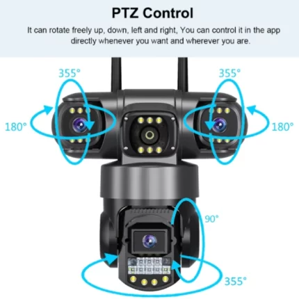 caméra de surveillance solaire ptz 12mp uhd 6k 3 objectifs lens 4g v380 pro