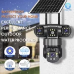 caméra de surveillance solaire ptz 12mp uhd 6k 3 objectifs lens 4g v380 pro