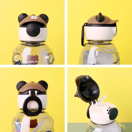 gourde bouteille d'eau enfant naughty bear 750ml motif ours avec paille et bandoulière