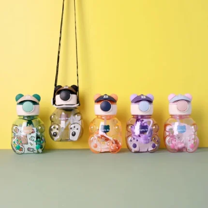 gourde bouteille d'eau enfant naughty bear 750ml motif ours avec paille et bandoulière