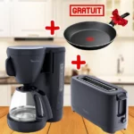 pack petit déjeuner 3en1, Cafetière Moulinex FG2M0810 1.25L, Grille-pain Longue fente Moulinex LS2M0810, Poêle Tefal Access 28cm