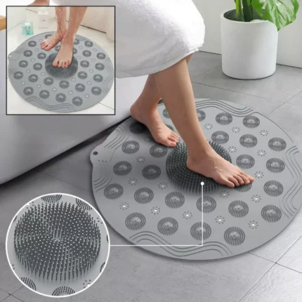 tapis de douche rond antidérapant massant avec ventouses 46x46cm medipaq