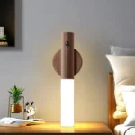 lampe veilleuse led magnétique rechargeable avec détecteur de mouvement en bois de noyer