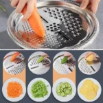 bassin coupe-légumes multifonction 3en1 en acier inoxydable, passoire à râpe, panier à égoutter, bol à salade