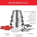 batterie de cuisine tefal ingenio cook eat 15 pièces 20 pièces L881SF04