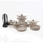batterie de cuisine en granite oms 19 pièces beige crème