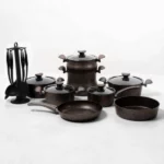 batterie de cuisine en granite oms 19 pièces noir