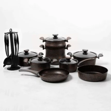 batterie de cuisine en granite oms 19 pièces noir