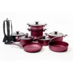 batterie de cuisine en granite oms 19 pièces bordeaux