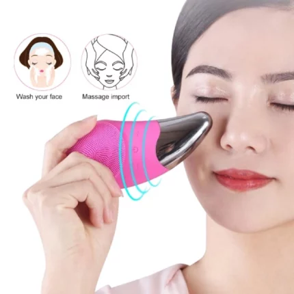 brosse nettoyante et massante électrique sonique en silicone pour visage et peau