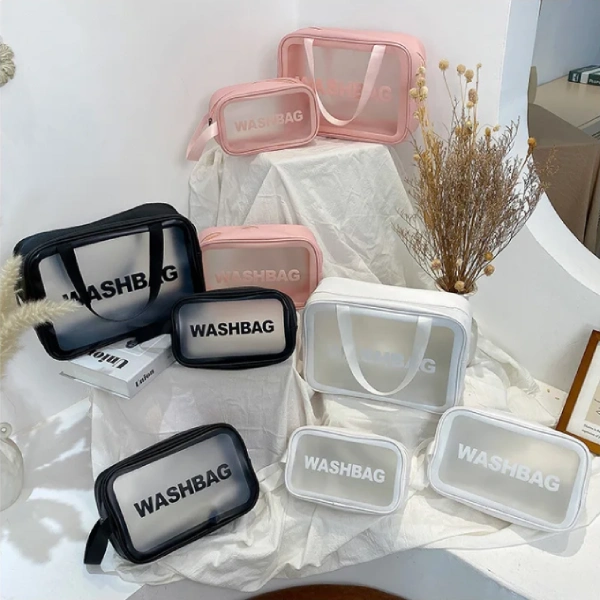 ensemble de 3 trousses de toilette cosmétiques transparentes imperméables washbag