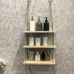 étagère murale suspendue en bois rustique à 3 étages avec cordes