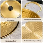 lot de 3 marmites faitouts coréennes en acier inoxydable de qualité premium 20 cm, 22 cm, 24 cm