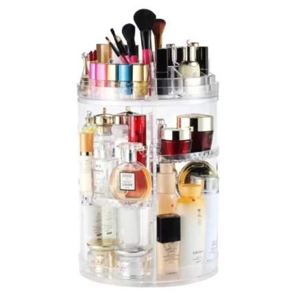 organisateur de maquillage rotatif 360° transparent de grande capacité 8 étages
