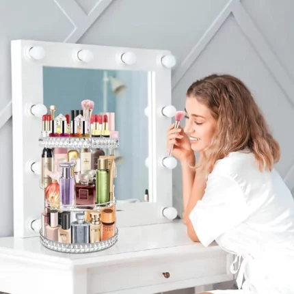 organisateur de maquillage rotatif 360° transparent de grande capacité 8 étages