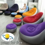 pouffe canapé gonflable avec repose-pieds en pvc floqué