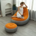 pouffe canapé gonflable avec repose-pieds en pvc floqué