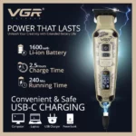 tondeuse à cheveux professionnelle led rechargeable vgr v-901 zero