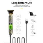 Tondeuse à Cheveux Sans Fil Professionnelle Vintage T9 – Image 4