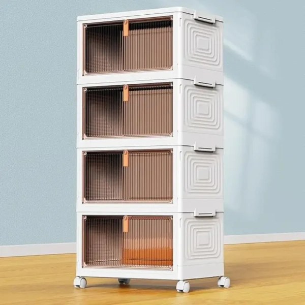Étagère bibliothèque blanche et effet bois 4 niveaux - JENA