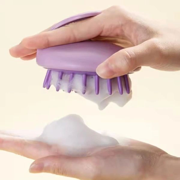 brosse de massage de cuir chevelu et shampooing en silicone