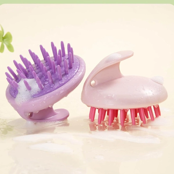 Brosse de Massage Cuir Chevelu & Shampooing en Silicone - rose brosse de massage de cuir chevelu et shampooing en silicone rose