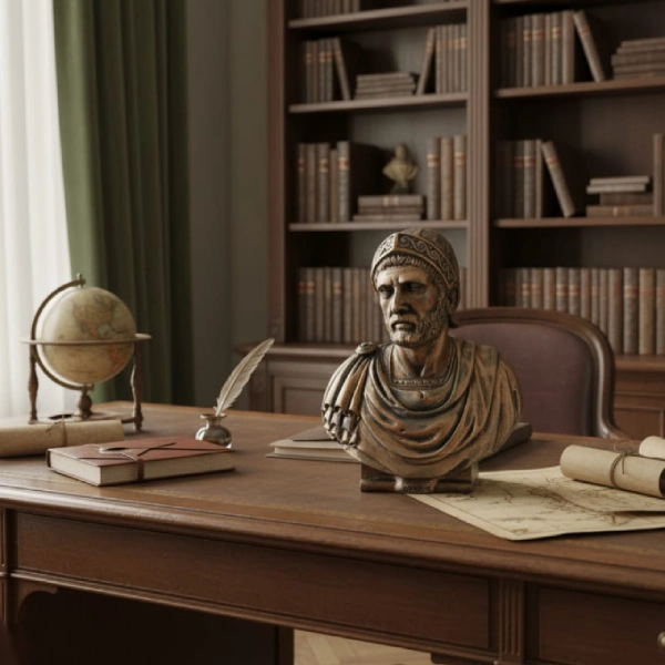 Buste en Résine de Hannibal Barca – Finition Aspect Marbre (1) buste en résine de hannibal barca, finition aspect marbre