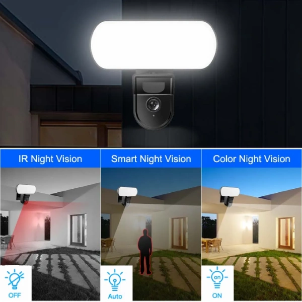 Caméra Projecteur Extérieure WiFi Tuya 3MP Full HD 10W avec Détecteur IR (2) caméra de surveillance projecteur extérieure wifi tuya 3mp full hd 10w avec détecteur capteur AI IR, smart life, alexa, google home