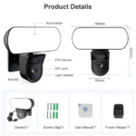 caméra de surveillance projecteur extérieure wifi tuya 3mp full hd 10w avec détecteur capteur AI IR, smart life, alexa, google home