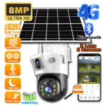 caméra de surveillance solaire 4g/wifi smart net camera ptz 360° 8mp 4k double objectif zoom x10 v380 pro cctv