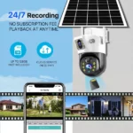 caméra de surveillance solaire 4g/wifi smart net camera ptz 360° 8mp 4k double objectif zoom x10 v380 pro cctv