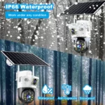 caméra de surveillance solaire 4g ptz 360° 8mp 4k double objectif zoom x10 v380 pro cctv