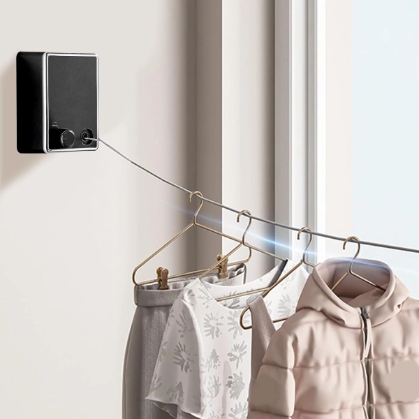 Corde Étendoir à Linge Rétractable Murale – 4,2m (1) corde étendoir à linge rétractable murale en acier inoxydable 4.2m, حبل الغسيل