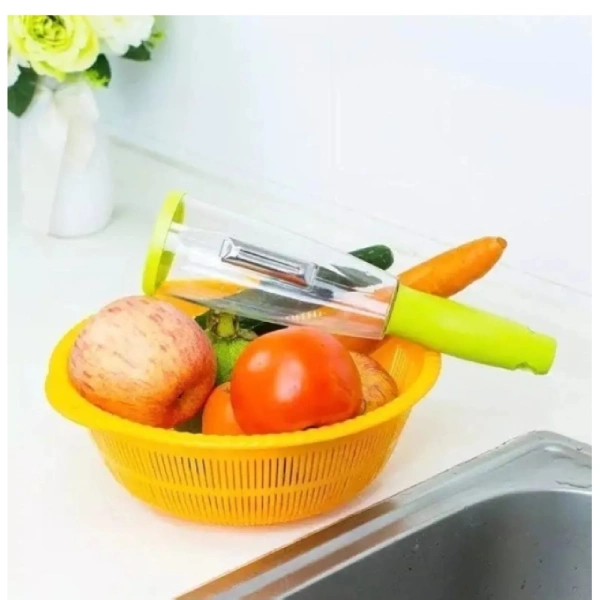 Éplucheur Magique KitchenCorner avec Récupérateur de Pelures (2) éplucheur magique kitchencorner magic peeler avec récupérateur de pelures en acier inoxydable