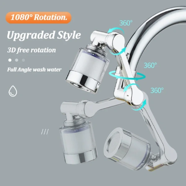 Extenseur Aérateur de Robinet Rotatif 1080° Universel à Filtre Anti-Éclaboussures (2) extenseur aérateur de robinet rotatif 1080° universel à filtre anti-éclaboussures