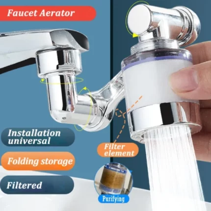 extenseur aérateur de robinet rotatif 1080° universel à filtre anti-éclaboussures
