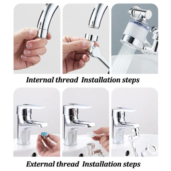 Extenseur Aérateur de Robinet Rotatif 1080° Universel à Filtre Anti-Éclaboussures (6) Extenseur Aérateur de Robinet Rotatif 1080° Universel à Filtre Anti-Éclaboussures – Image 6
