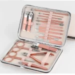 kit manucure pédicure professionnel 18 pièces rose