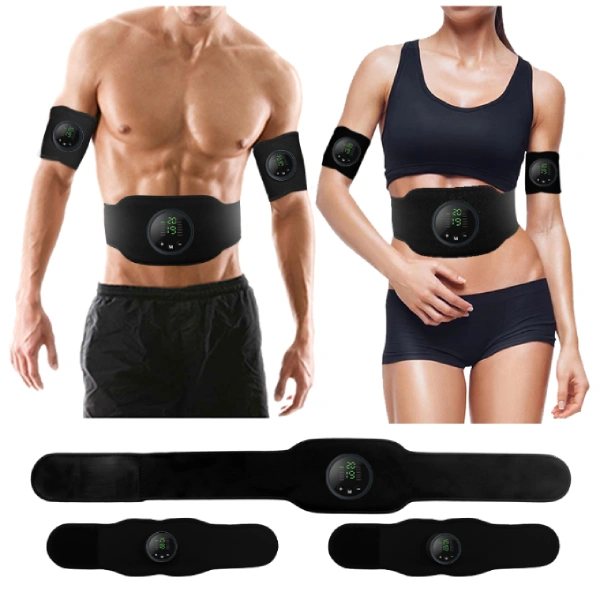 kit d'électrostimulation amincissant musculaire ems 3en1, ceinture abdominale + biceps
