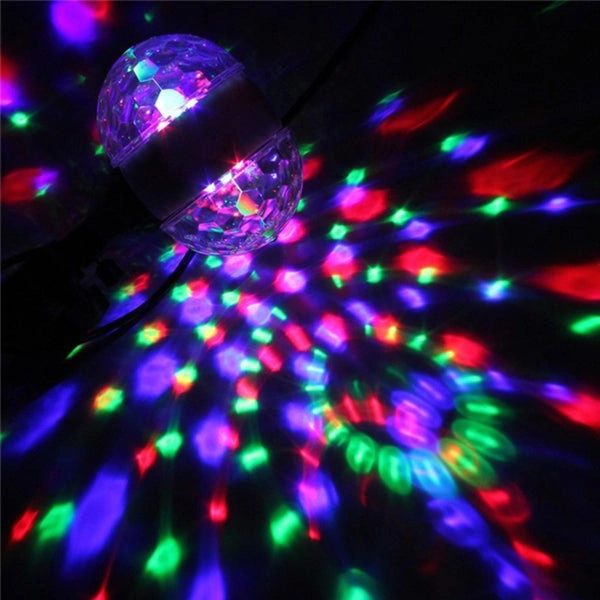 lampe disco magique à double tête led e27 6w, effet boule de scène rotative