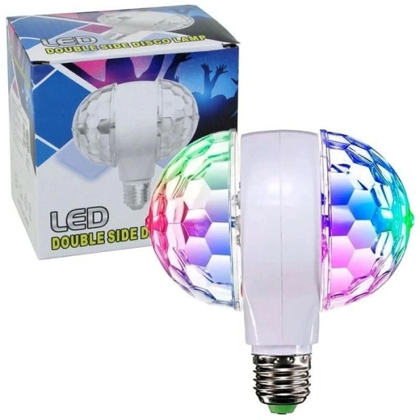 lampe disco magique à double tête led e27 6w, effet boule de scène rotative