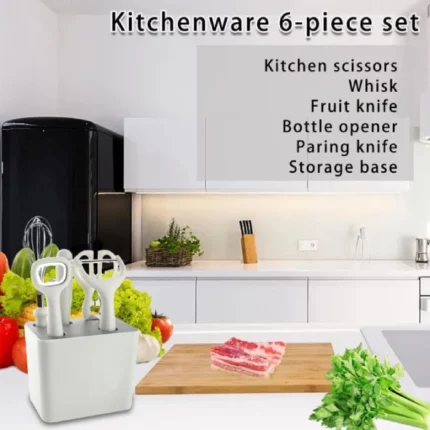 lot de 5 ustensiles de cuisine blanc