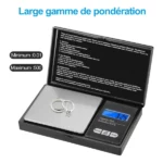 mini balance de précision numérique led à piles 500g, 0.01g