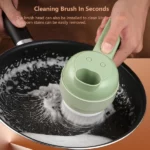 mini hachoir électrique portable 4en1, coupe-légume, trancheuse, éplucheur, brosse nettoyante