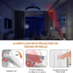 réveil numérique miroir lcd 6" avec projecteur d'heure 1080°