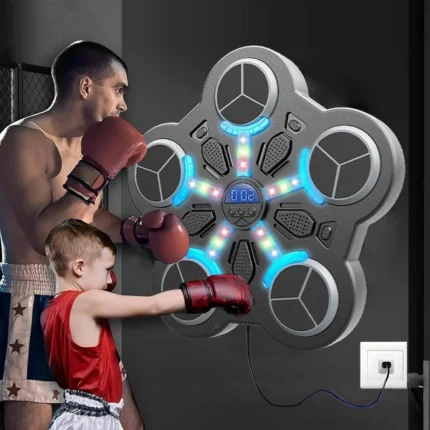 machine de boxe intelligente musicale murale avec gants ronyme, 5 cibles