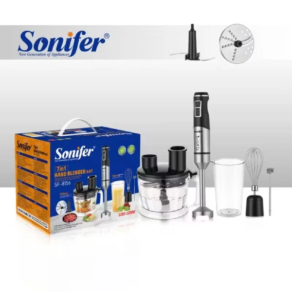 set mixeur plongeant sonifer sf-8156 professionnel 7en1 inox 1500w